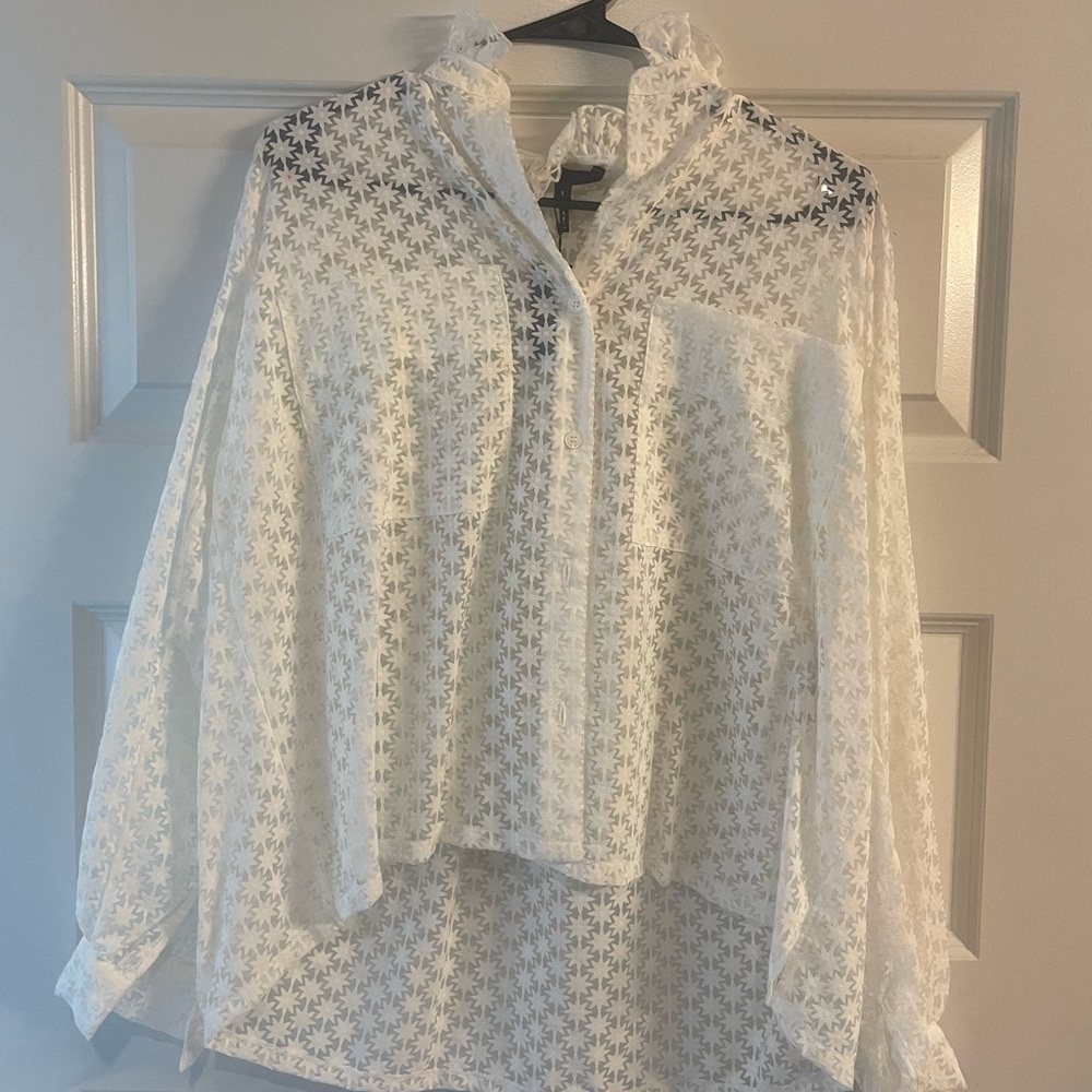 MAJE SHEER BUTTON DOWN NWT